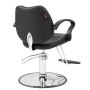 black VEVOR salon chair with chrome base, padded seat, armrests, and footrest.
