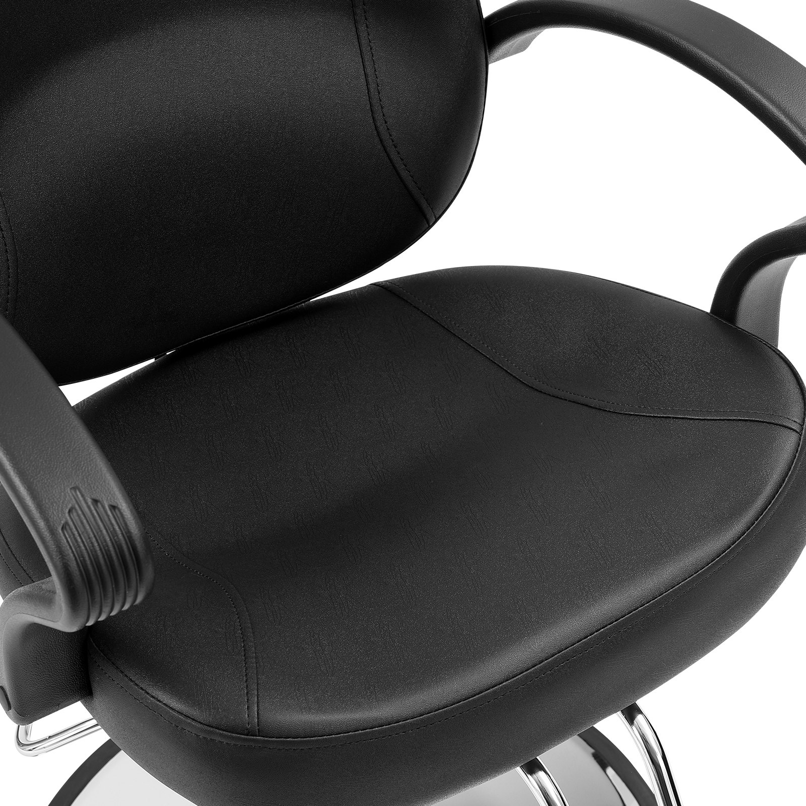 black VEVOR salon chair with comfortable armrests and cushioned seating.