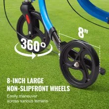 VEVOR 3 Wheels Rollator Walker for Seniors, Lightweight Aluminum Foldable Rolling Walker with Adjustable Handle, Outdoor Trio Mobility Walker with Large Wheels & Spacious Storage Bag, 260LBS Capacity