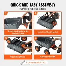VEVOR Dump Cart, Poly Garden Dump Cart with Easy to Assemble Steel Frame, Dump Wagon with 2-in-1 Convertible Handle, 6.48 cu.ft Utility Wheelbarrow 1200 lbs Capacity, 13 inch Tires