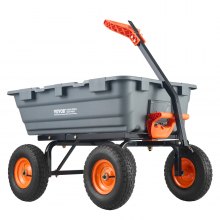 VEVOR Dump Cart, Poly Garden Dump Cart with Easy to Assemble Steel Frame, Dump Wagon with 2-in-1 Convertible Handle, Utility Wheelbarrow  544kg/ 1200lbs Capacity, 33cm/ 13 inch Tires
