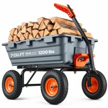 VEVOR Garden Cart, Durable Poly Dump Cart with Simple Assembly Steel Frame, Versatile Dump Wagon with Dual-Function Handle, 6.48 cu.ft Utility Barrow 1200 lbs Load, 13 inch Wheels