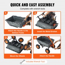 VEVOR Dump Cart, Poly Garden Dump Cart with Easy to Assemble Steel Frame, Dump Wagon with 2-in-1 Convertible Handle, Utility Wheelbarrow 1500 lbs Capacity, 13 inch Tires