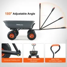 VEVOR Dump Cart, Poly Garden Dump Cart with Easy to Assemble Steel Frame, Dump Wagon with 2-in-1 Convertible Handle, Utility Wheelbarrow 600 lbs Capacity, 10 inch Tires