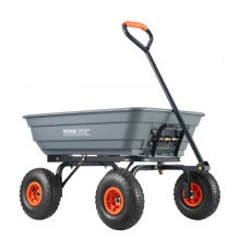 VEVOR Dump Cart, Poly Garden Dump Cart with Easy to Assemble Steel Frame, Dump Wagon with 2-in-1 Convertible Handle, Utility Wheelbarrow 272kg Capacity, 10 inch Tires