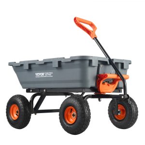 VEVOR Garden Cart, Durable Poly Dump Cart with Simple Assembly Steel Structure, Versatile Dump Wagon with Dual-Function Handle, Handy Wheelbarrow with 800 lbs Load Capacity, 10 inch Wheels