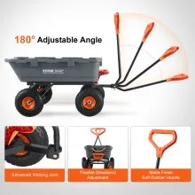 VEVOR Dump Cart, Poly Garden Dump Cart with Easy to Assemble Steel Frame, Dump Wagon with 2-in-1 Convertible Handle, Utility Wheelbarrow 800 lbs Capacity, 10 inch Tires