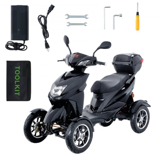 VEVOR Heavy Duty 4-Wheel Mobility Scooters for Seniors & Adults 450lbs Capacity - 40 Miles 3-Speed Long Range, 500W All Terrain Electric Recreational Scooter Wheelchair with 20° Max Climbing Capacity