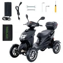 VEVOR Scooters de movilidad de 4 ruedas resistentes para personas mayores y adultos, capacidad de 450 libras, 40 millas, 3 velocidades de largo alcance, 500 W, scooter eléctrico recreativo todo terreno, silla de ruedas con capacidad máxima de escalada de 20°