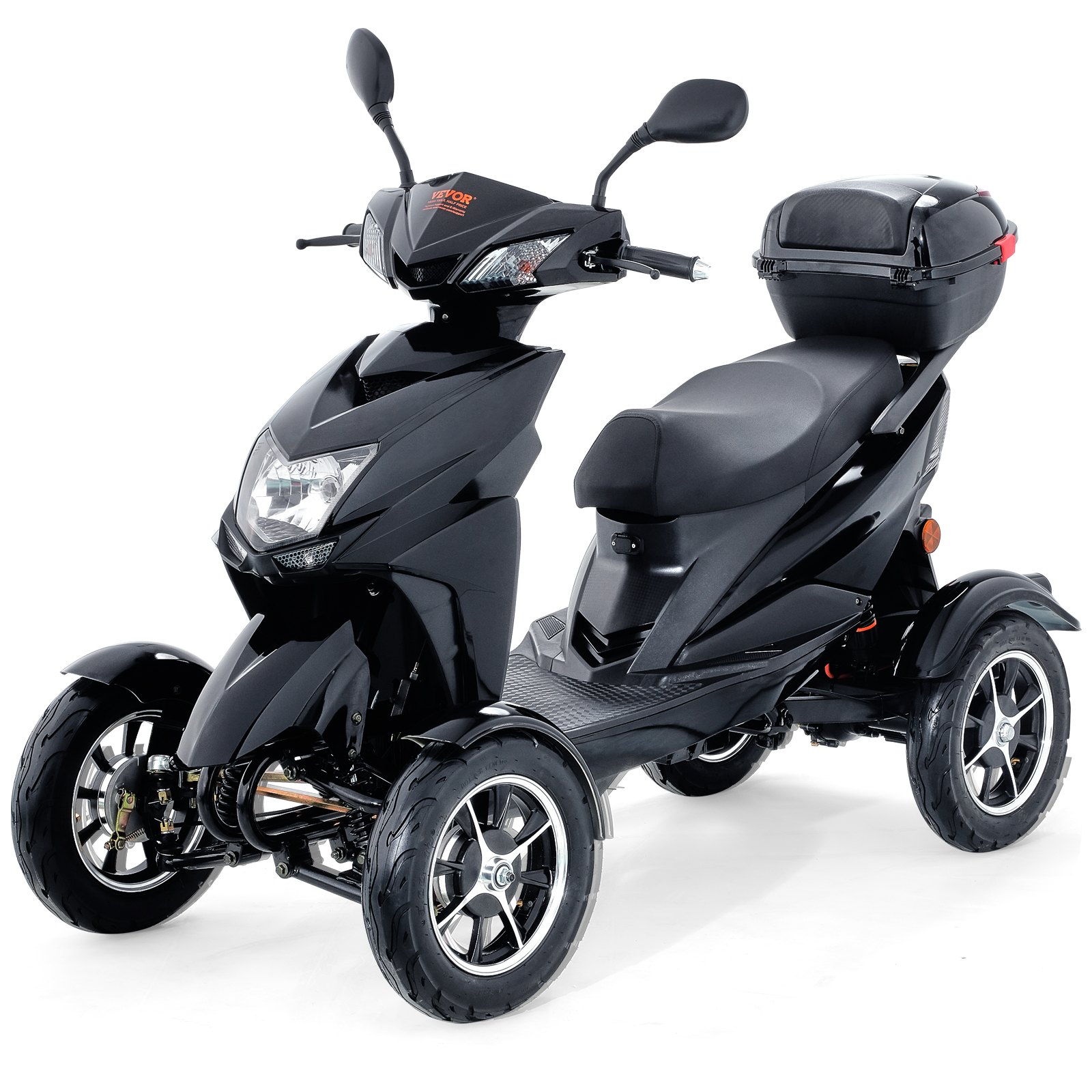VEVOR Heavy Duty 4-Wheel Mobility Scooters for Seniors & Adults 450lbs Capacity - 40 Miles 3-Speed Long Range, 500W All Terrain Electric Recreational Scooter Wheelchair with 20° Max Climbing Capacity
