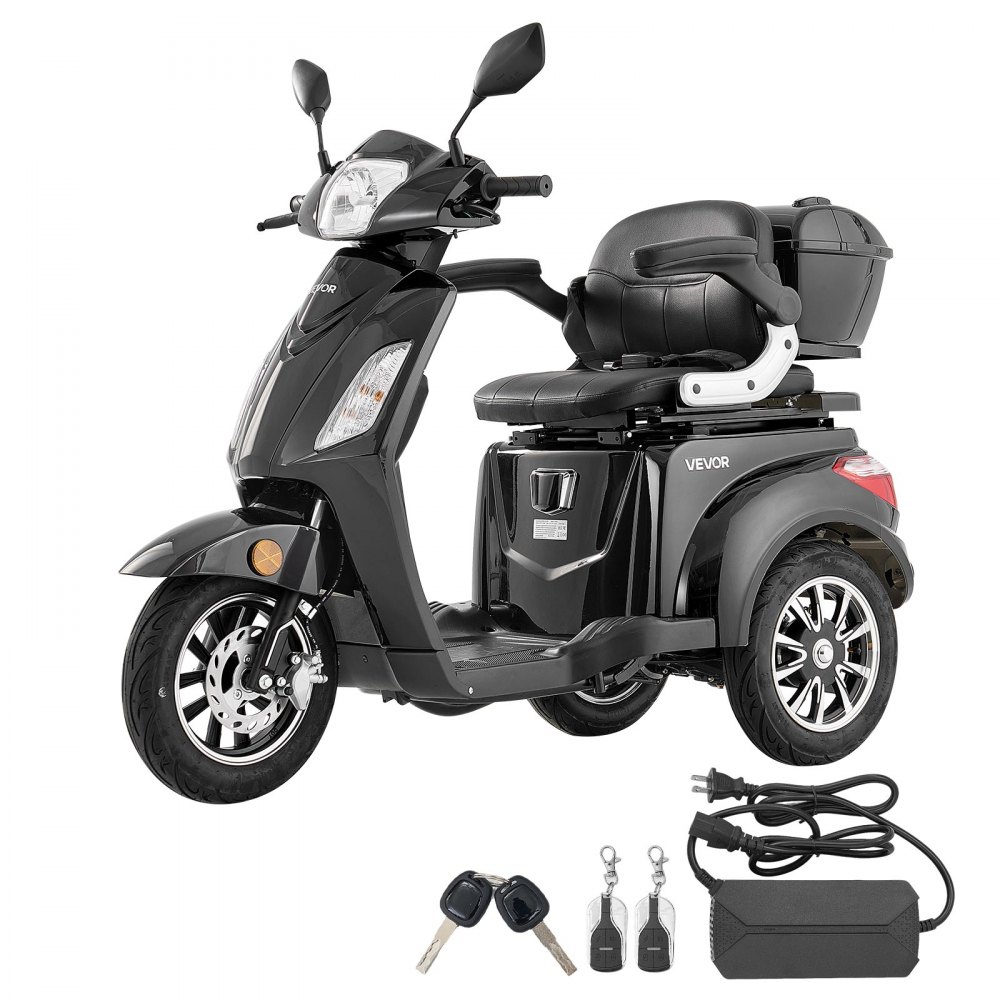 VEVOR Heavy Duty 3-Wheel Mobility Scooters for Seniors & Adults, 500lbs Capacity, 35 KM 3-Speed Long Range, 1000W All Terrain Electric Recreational Scooter Wheelchair, 20° Max Climbing Capacity