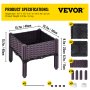 VEVOR Cama de jardín elevada de plástico, 2 unidades de macetero, 9.1 pulgadas de alto, autorriego elevado con patas para flores, verduras, frutas, hierbas, uso interior/exterior, ratán realista marrón