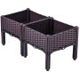VEVOR Plastic Raised Garden Bed, 2 Pcs Planter Grow Box, 9.1" H Self-Watering Elevated w/Legs for Flowers, Vegetables, Fruits, Herbs, Indoor/Outdoor Use, Brown Realistic Rattan