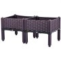 VEVOR Plastic Raised Garden Bed, 2 Pcs Planter Grow Box, 9.1" H Self-Watering Elevated w/Legs for Flowers, Vegetables, Fruits, Herbs, Indoor/Outdoor Use, Brown Realistic Rattan