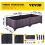 VEVOR Cama de jardín elevada de plástico, juego de 2 maceteros, 9.1 pulgadas de alto, autorriego elevado para flores, verduras, frutas, hierbas, uso interior/exterior, ratán realista marrón