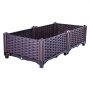 VEVOR Cama de jardín elevada de plástico, juego de 2 maceteros, 9.1 pulgadas de alto, autorriego elevado para flores, verduras, frutas, hierbas, uso interior/exterior, ratán realista marrón