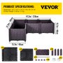 VEVOR Cama de jardín elevada de plástico, juego de 4 maceteros, 14.5 pulgadas de alto, autorriego elevado para flores, verduras, frutas, hierbas, uso interior/exterior, ratán realista marrón