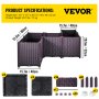 VEVOR Plastic Raised Garden Bed, Set of 5 Planter Grow Box, 20.5" H Self-Watering Elevated for Flowers, Vegetables, Fruits, Herbs, Indoor/Outdoor Use, Brown Realistic Rattan