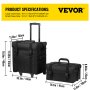 VEVOR 2 in 1 Nylon Rolling Makeup Case with Wheels Travel Cosmetic Cases Detachable Professional Rolling Trolley Makeup Travel Case Oxford Vanity Portable Makeup Artist Organizer Box