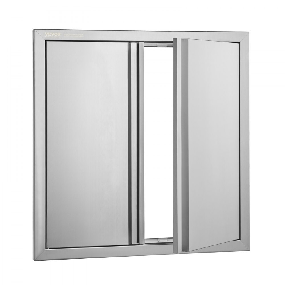 VEVOR BBQ Access Door, 610x610 mm Double Outdoor Kitchen Door, Stainless Steel Flush Mount Door, Wall Vertical Door with Recessed Handles , for BBQ Island, Grilling Station, Outside Cabinet