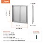 Ușă de acces la grătar VEVOR, 660x610 mm ușă dublă de bucătărie în aer liber, ușă din oțel inoxidabil, ușă verticală de perete cu mânere încastrate, pentru insula BBQ, stație de grătar, dulap exterior