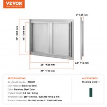 VEVOR 710x482 mm BBQ Ø-adgangsdør Udendørs køkkenlåge Rustfrit stål