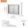 Ușă de acces la grătar VEVOR, 774x532 mm ușă dublă de bucătărie exterioară, ușă din oțel inoxidabil, ușă verticală de perete cu mânere încastrate, pentru insula BBQ, stație de grătar, dulap exterior