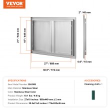 VEVOR 774x532 mm BBQ Island Access Door Outdoor Kitchen Door Stainless Steel