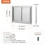 VEVOR BBQ Access Door, 762x532 mm Double Outdoor Kitchen Door, Stainless Steel Flush Mount Door, Wall Vertical Door with Recessed Handles , for BBQ Island, Grilling Station, Outside Cabinet