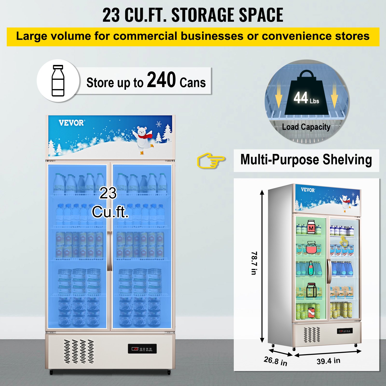 Commercial Refrigerator,Display Fridge Upright Beverage Cooler, Glass Door with LED Light for Home, Store, Gym or Office, (23 cu.ft. Double Swing Door) Commercial Refrigerator,Display Fridge Upright Beverage Cooler, Glass Door with LED Light for Home, Store, Gym or Office, (23 cu.ft. Double Swing Door)