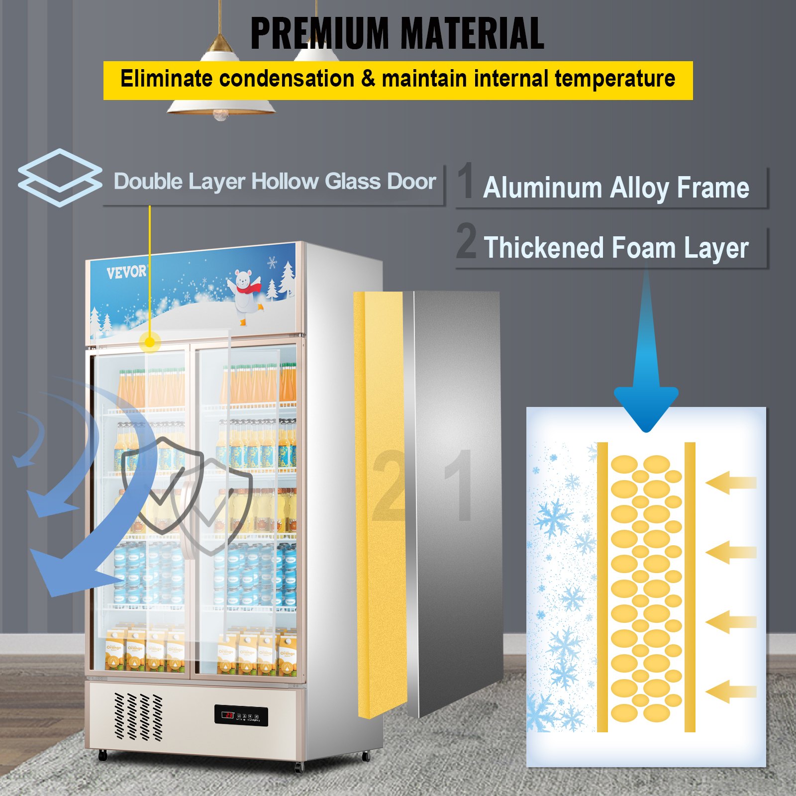 Commercial Refrigerator,Display Fridge Upright Beverage Cooler, Glass Door with LED Light for Home, Store, Gym or Office, (23 cu.ft. Double Swing Door) Commercial Refrigerator,Display Fridge Upright Beverage Cooler, Glass Door with LED Light for Home, Store, Gym or Office, (23 cu.ft. Double Swing Door)