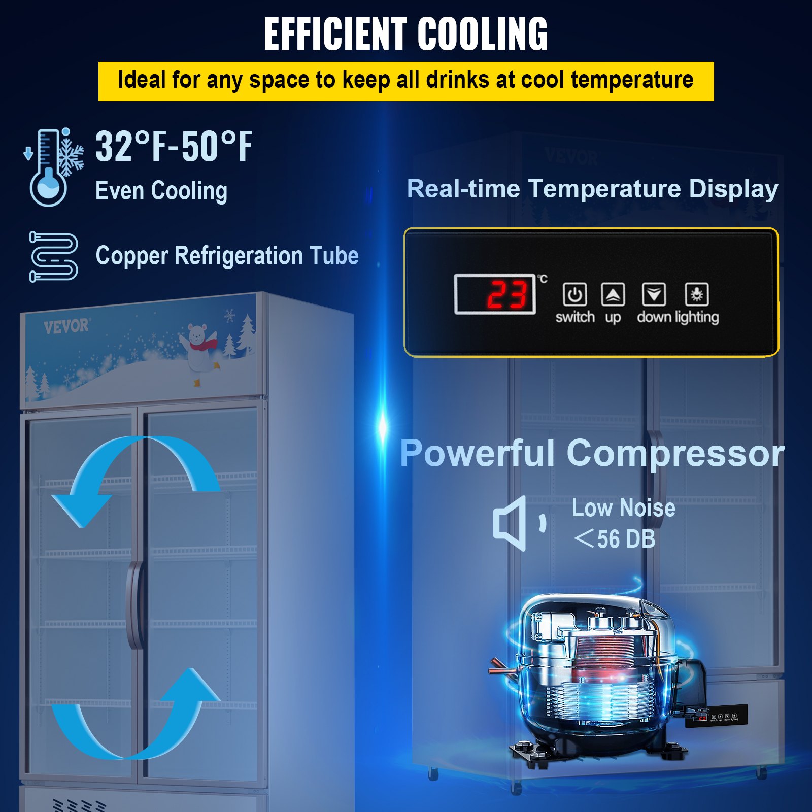 Commercial Refrigerator,Display Fridge Upright Beverage Cooler, Glass Door with LED Light for Home, Store, Gym or Office, (23 cu.ft. Double Swing Door) Commercial Refrigerator,Display Fridge Upright Beverage Cooler, Glass Door with LED Light for Home, Store, Gym or Office, (23 cu.ft. Double Swing Door)