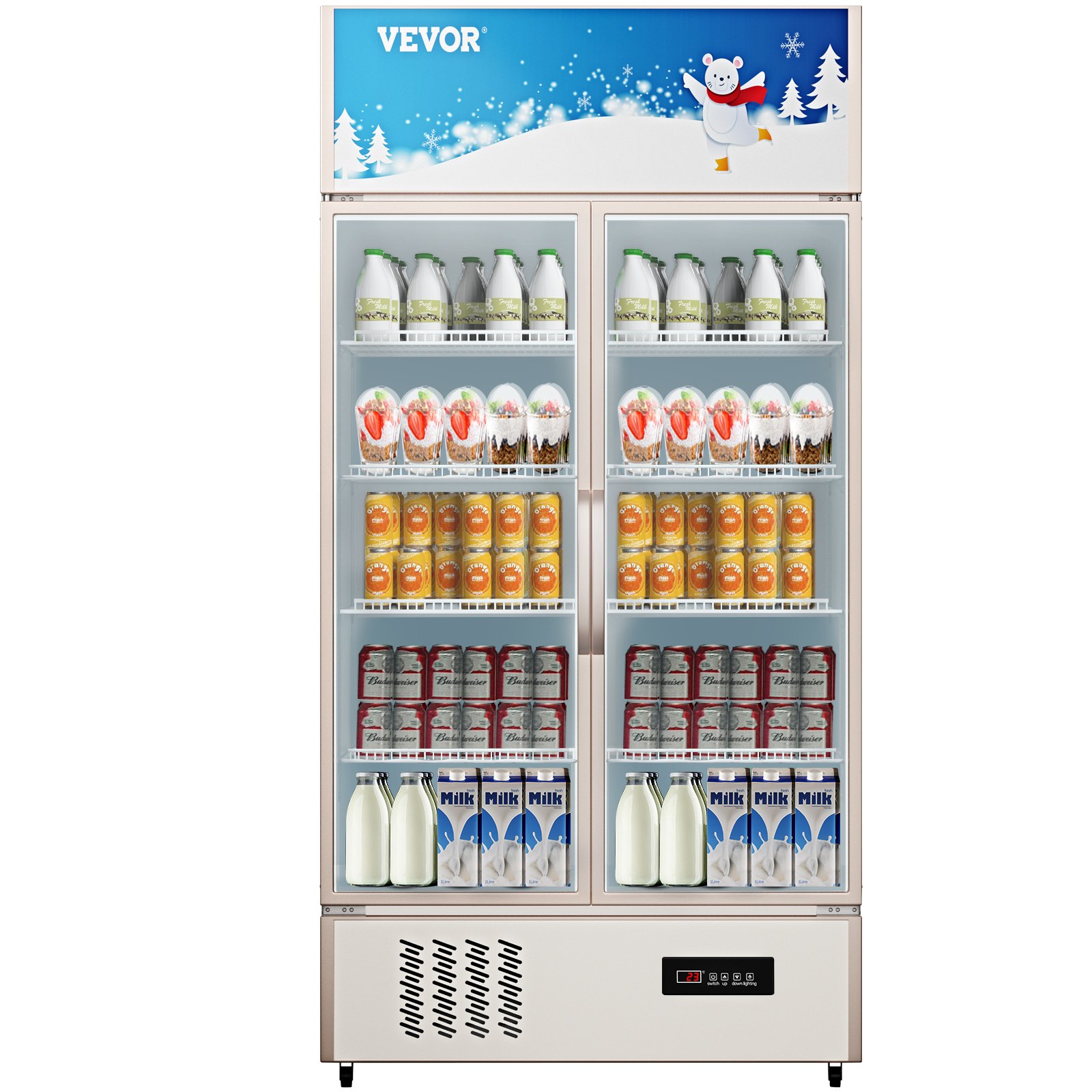 Commercial Refrigerator,Display Fridge Upright Beverage Cooler, Glass Door with LED Light for Home, Store, Gym or Office, (23 cu.ft. Double Swing Door) Commercial Refrigerator,Display Fridge Upright Beverage Cooler, Glass Door with LED Light for Home, Store, Gym or Office, (23 cu.ft. Double Swing Door)