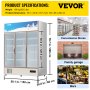 VEVOR Commercial Refrigerator,Display Fridge Upright Beverage Cooler, Glass Door with LED Light for Home, Store, Gym or Office, (35 cu.ft. Triple Swing Door)