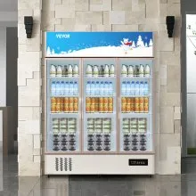 VEVOR Commercial Refrigerator,Display Fridge Upright Beverage Cooler, Glass Door with LED Light for Home, Store, Gym or Office, (35 cu.ft. Triple Swing Door)