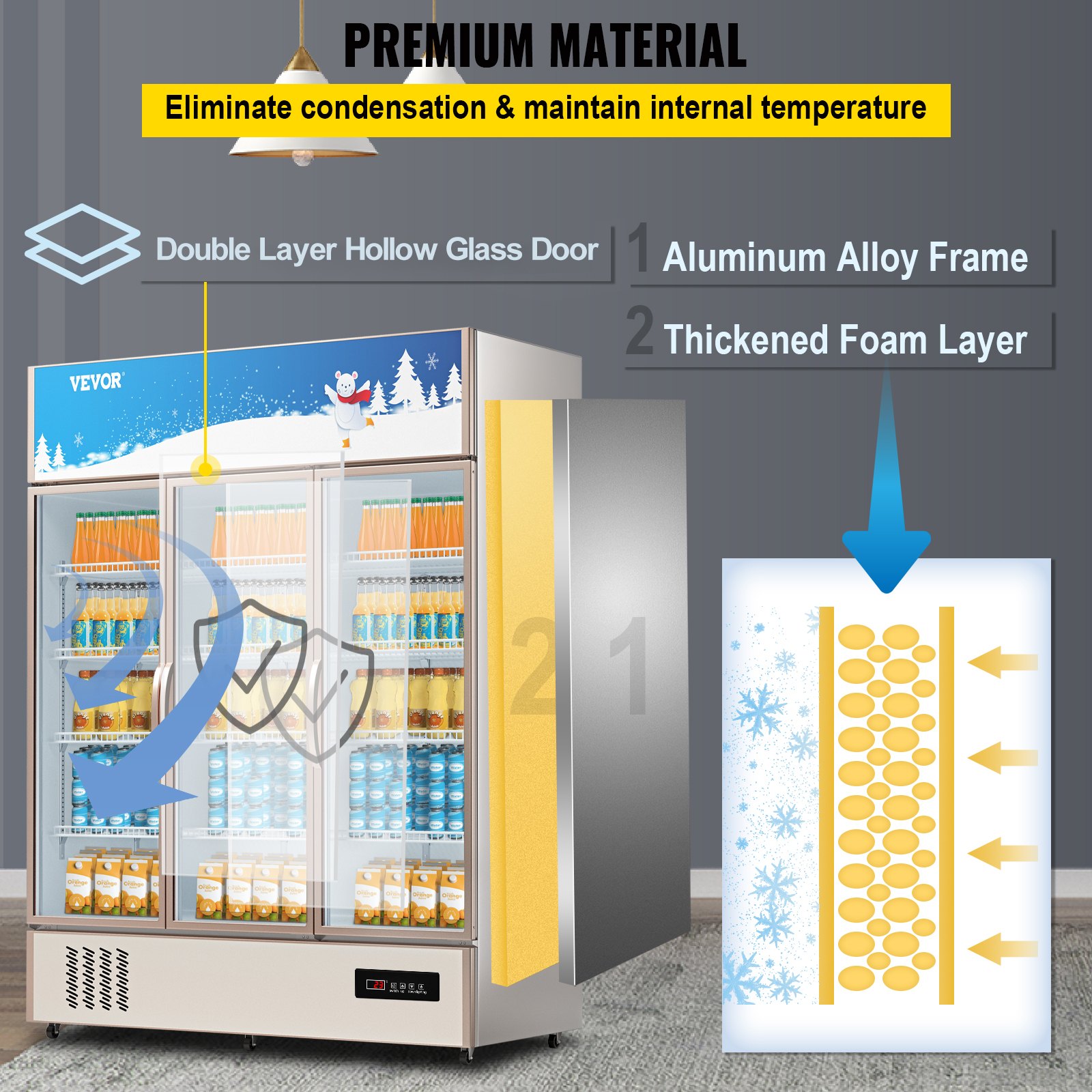 Commercial Refrigerator,Display Fridge Upright Beverage Cooler, Glass Door with LED Light for Home, Store, Gym or Office, (35 cu.ft. Triple Swing Door) Commercial Refrigerator,Display Fridge Upright Beverage Cooler, Glass Door with LED Light for Home, Store, Gym or Office, (35 cu.ft. Triple Swing Door)
