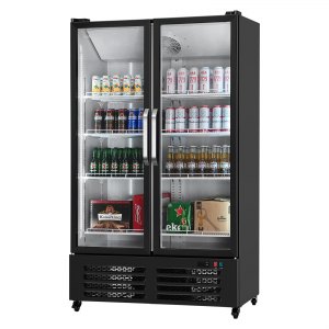 VEVOR Commercial Merchandiser Refrigerator, 26.69 CU.FT Double Glass Door Display Refrigerator, Beverage Refrigerator Cooler Merchandiser with 8 Adjustable Shelves, Casters, Soft LED Light, Black | VEVOR US