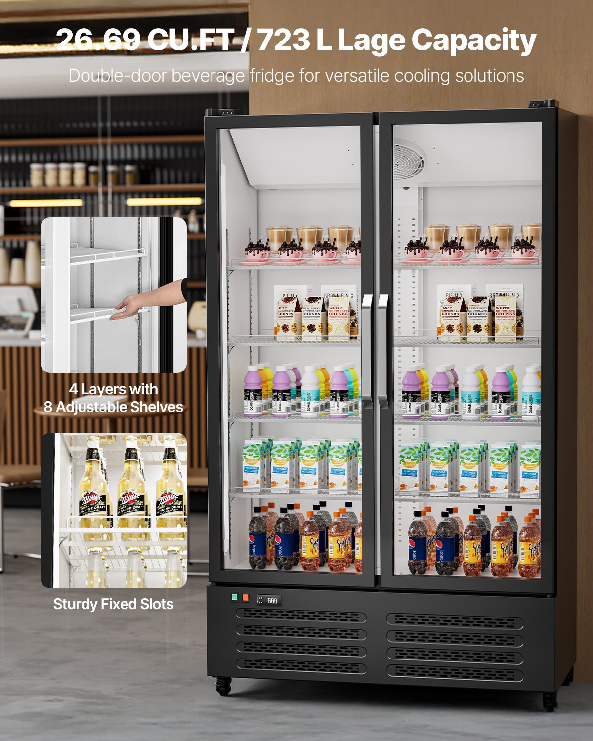Commercial Merchandiser Refrigerator 26.69 CU.FT Glass Door Beverage Fridge Commercial Merchandiser Refrigerator 26.69 CU.FT Glass Door Beverage Fridge