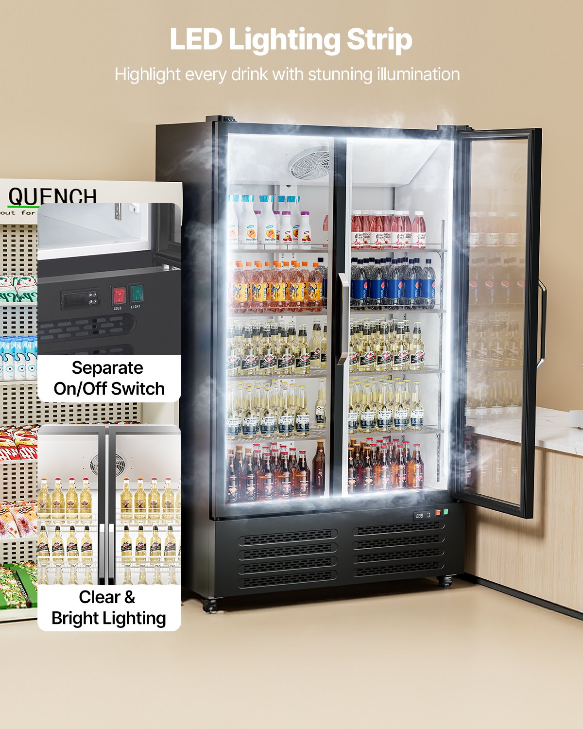 Commercial Merchandiser Refrigerator 26.69 CU.FT Glass Door Beverage Fridge Commercial Merchandiser Refrigerator 26.69 CU.FT Glass Door Beverage Fridge