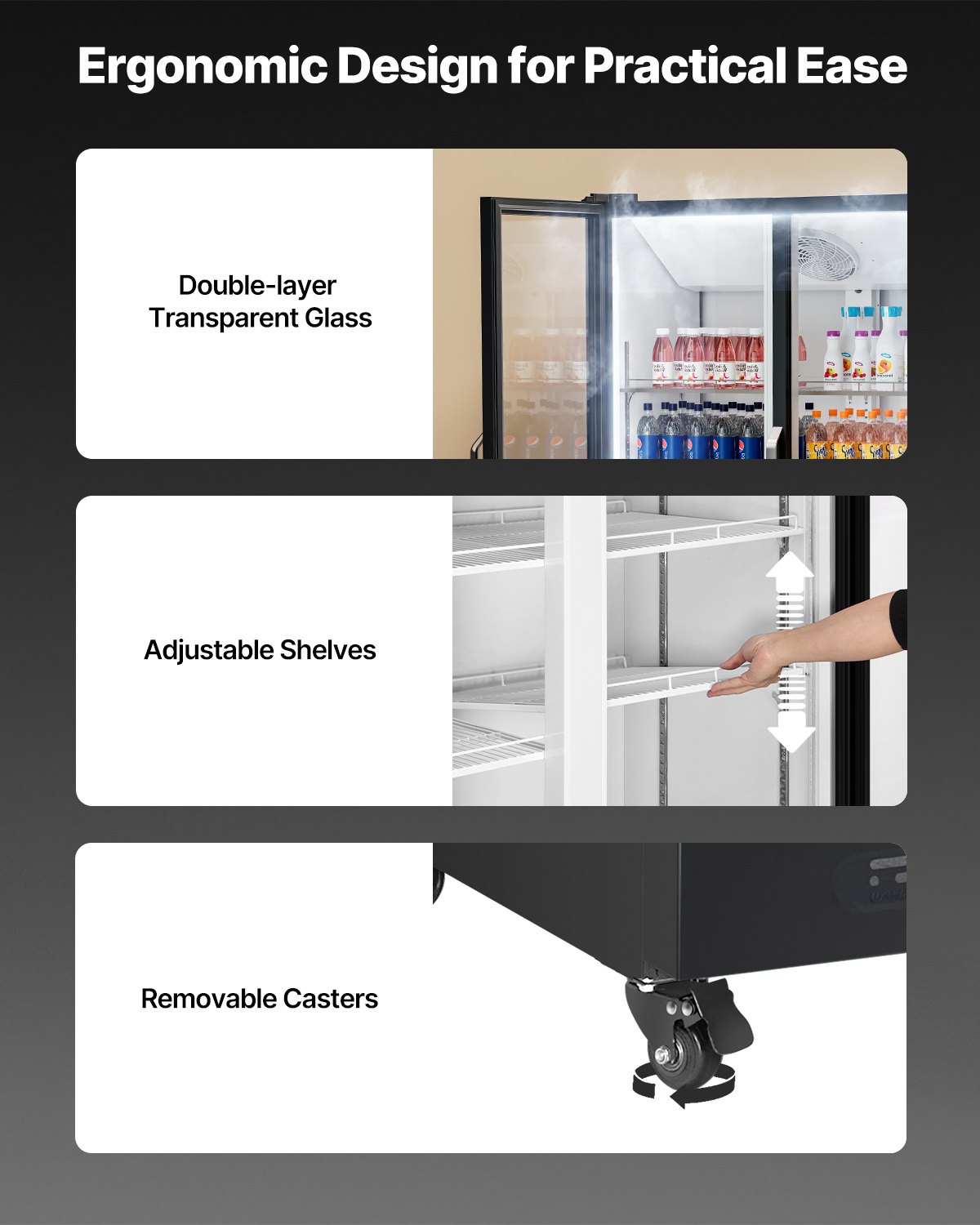 Commercial Merchandiser Refrigerator 26.69 CU.FT Glass Door Beverage Fridge Commercial Merchandiser Refrigerator 26.69 CU.FT Glass Door Beverage Fridge