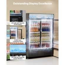 Commercial Merchandiser Refrigerator 36.27 CU.FT Glass Door Beverage Fridge