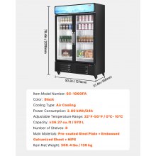 Commercial Merchandiser Refrigerator 36.27 CU.FT Glass Door Beverage Fridge