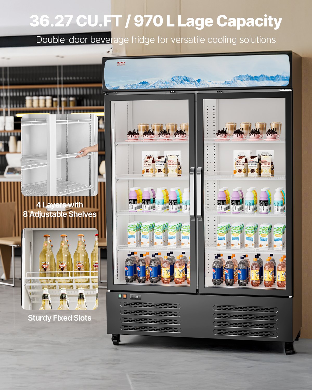 Commercial Merchandiser Refrigerator 36.27 CU.FT Glass Door Beverage Fridge Commercial Merchandiser Refrigerator 36.27 CU.FT Glass Door Beverage Fridge