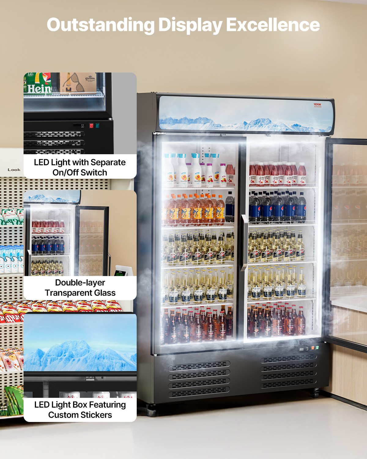 Commercial Merchandiser Refrigerator 36.27 CU.FT Glass Door Beverage Fridge Commercial Merchandiser Refrigerator 36.27 CU.FT Glass Door Beverage Fridge