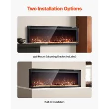 72 inch Electric Fireplace Three Sided Glass Wall Mounted Recessed 1500W