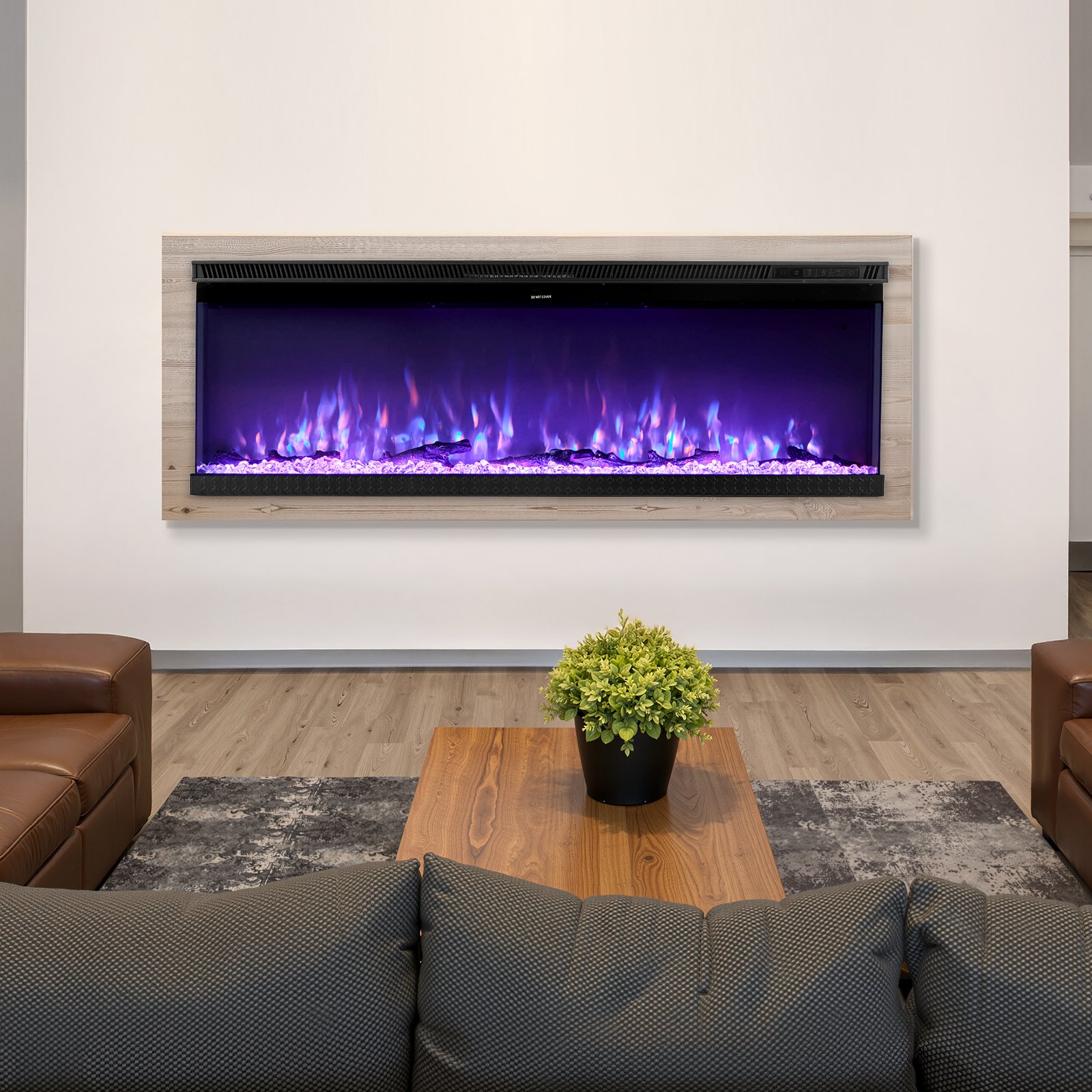 VEVOR 72 inch Electric Fireplace, Three-Sided Glass Wall Mounted Recessed Fire Place with Remote Control, Timer, 1500W, Adjustable Flame Color Brightness,Overheat Protection, for Living Room,Bedroom