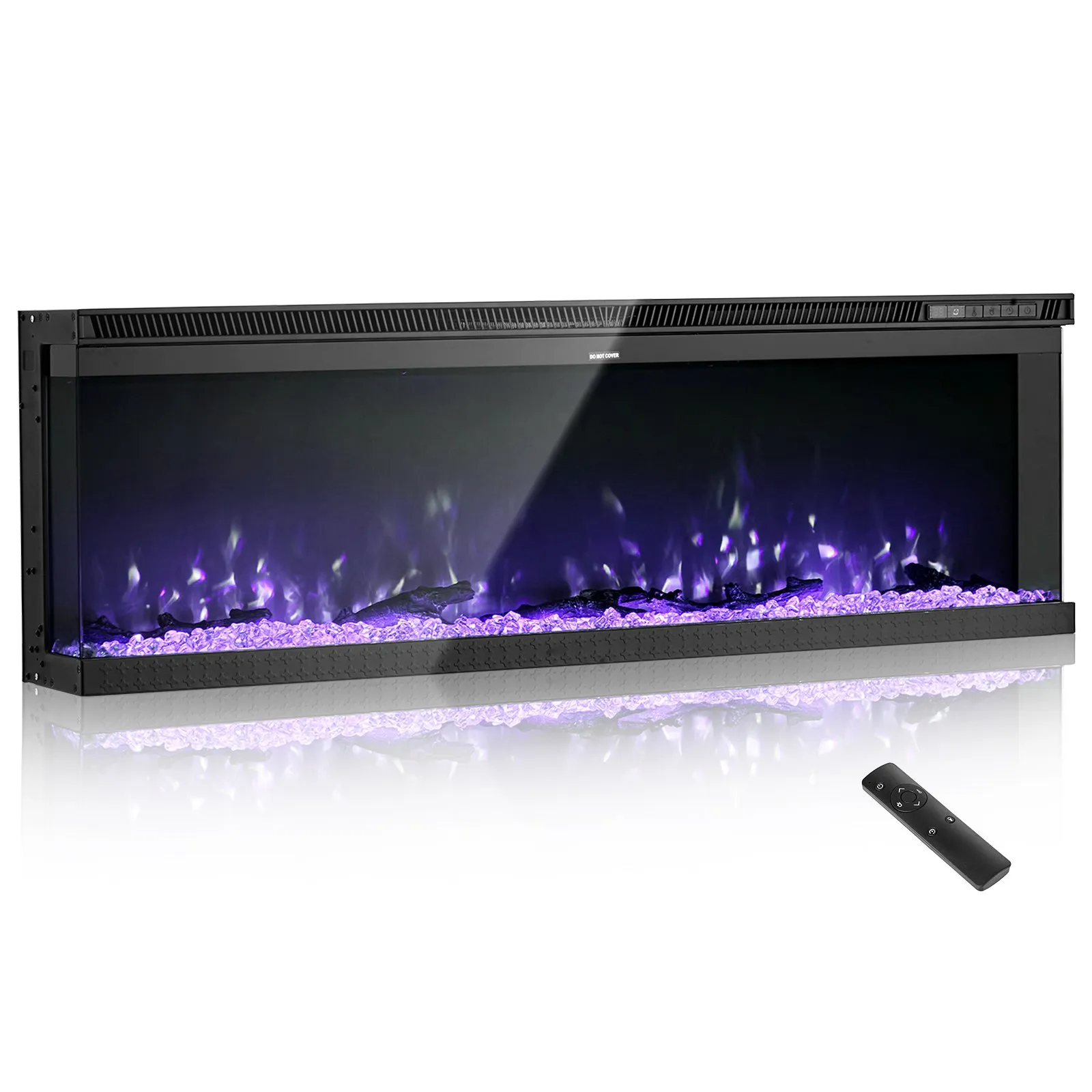 VEVOR 72 inch Electric Fireplace, Three-Sided Glass Wall Mounted Recessed Fire Place with Remote Control, Timer, 1500W, Adjustable Flame Color Brightness,Overheat Protection, for Living Room,Bedroom