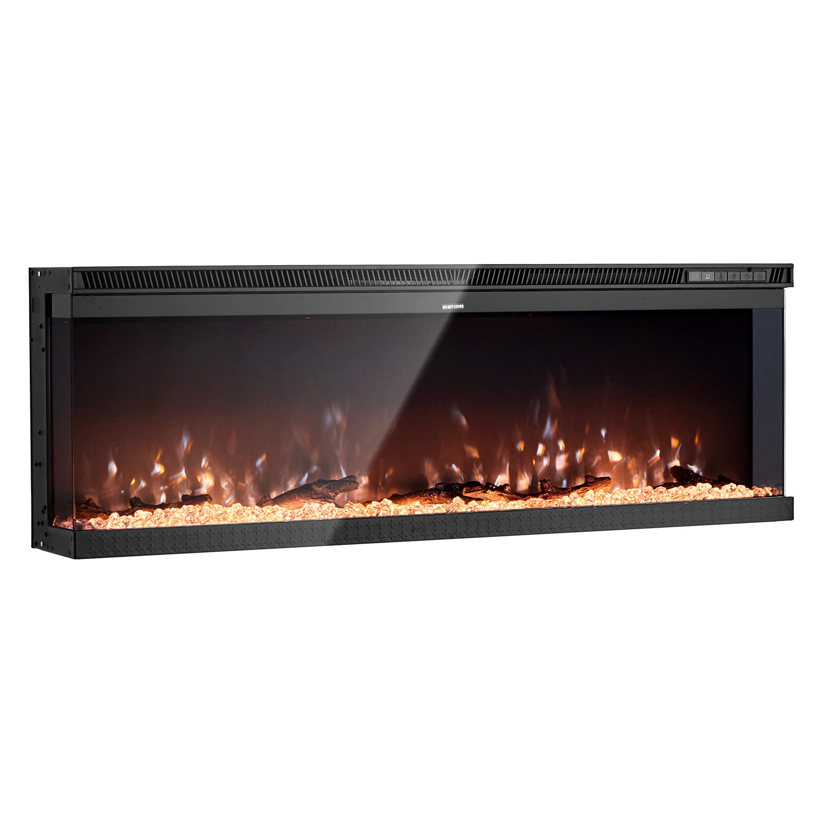 VEVOR 72 inch Electric Fireplace, Three-Sided Glass Wall Mounted Recessed Fire Place with Remote Control, Timer, 1500W, Adjustable Flame Color Brightness,Overheat Protection, for Living Room,Bedroom