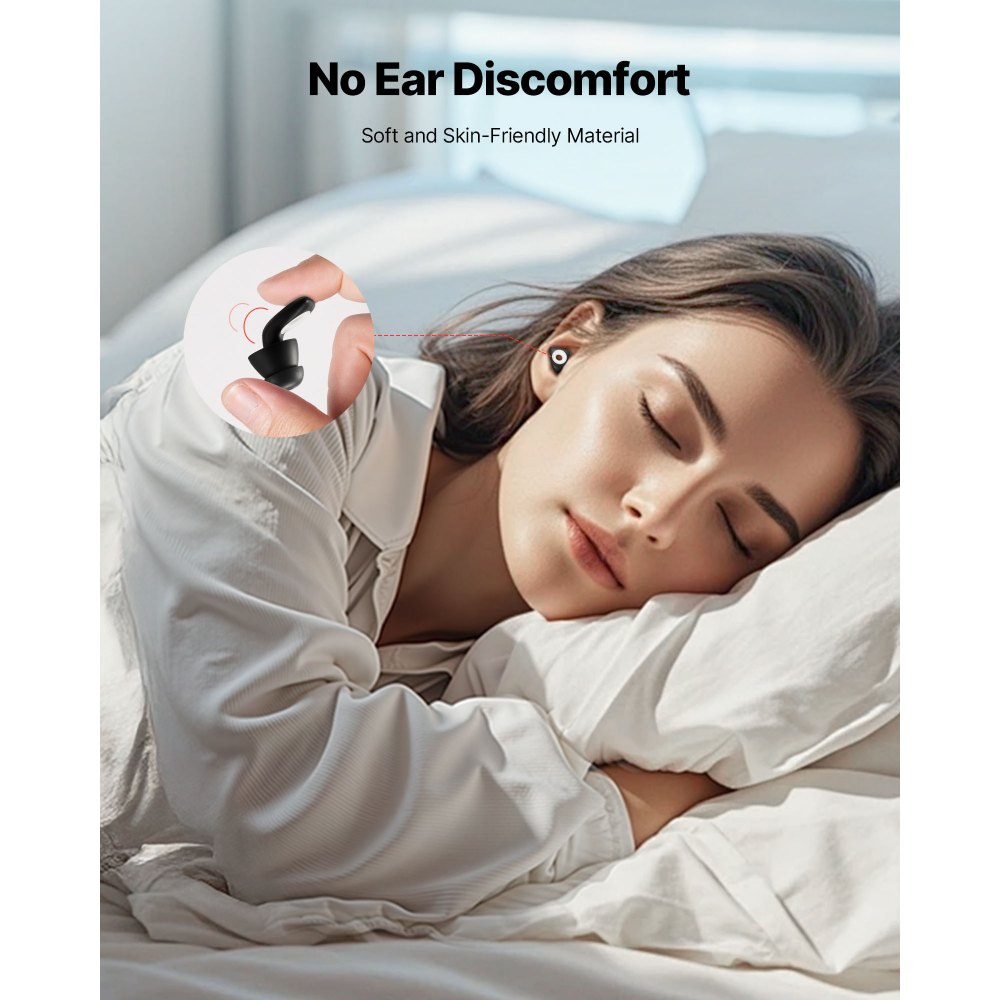 VEVOR Ear Plugs for Sleeping Noise Cancelling, NRR 25 dB Reusable High Noise Reduction  Earplugs, Flexible Silicone Soft Earplug with 12 Ear Tips in M / L, for Sleeping, Working, Studying & Traveling
