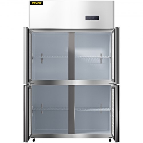 VEVOR Commercial Refrigerator, 27.5 Cu.Ft Upright Refrigerator, 48" Side by Side Freezer, Stainless Steel Merchandiser Refrigerators with Dual Temperature Control, Business Food Fridge for Kitchen Restaurant, 4 Door